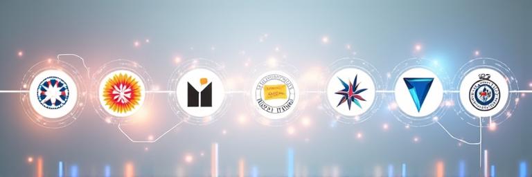 Logos abstraits de partenaires technologiques et institutions de recherche.